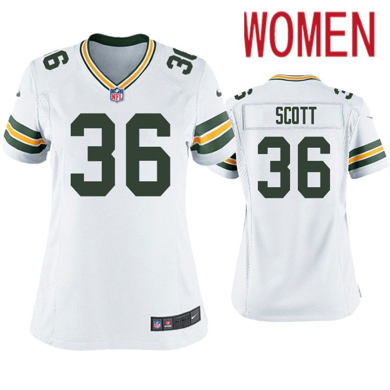 Women Green Bay Packers #36 Vernon Scott Nike White Game NFL Jersey
